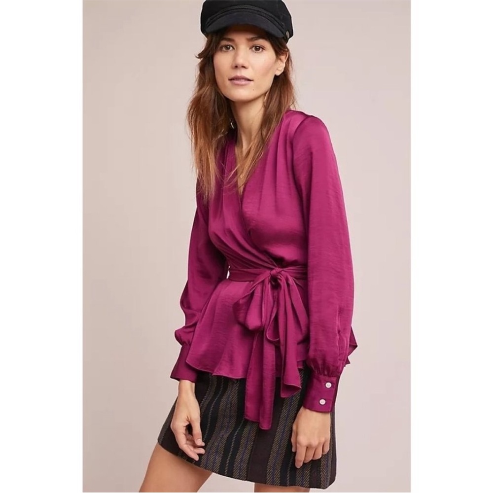 Moulinette Soeurs Anthropologie Fuchsia Wrap Blouse